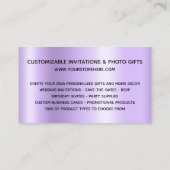 Carte De Visite Lavender Pale Lavender Parties scintillant Drives (Dos)