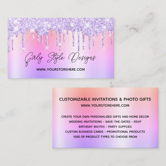 Carte De Visite Lavender Parties scintillant Drivers Multi Ombre O (Devant / Derrière)