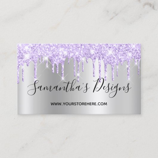 Carte De Visite Lavender Parties scintillant Drivers Silver Ombre  (Devant)