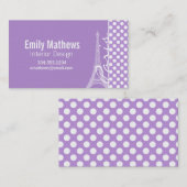 Carte De Visite Lavender Purple Pois ; Paris (Devant / Derrière)