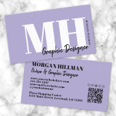 Carte De Visite Lavender QR Code Violet Monogramme