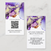 Carte De Visite *~* LAVENDER QR CODE Yummy Gold Bold AP29 (Devant / Derrière)