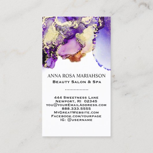 Carte De Visite *~* LAVENDER QR CODE Yummy Gold Bold AP29 (Dos)