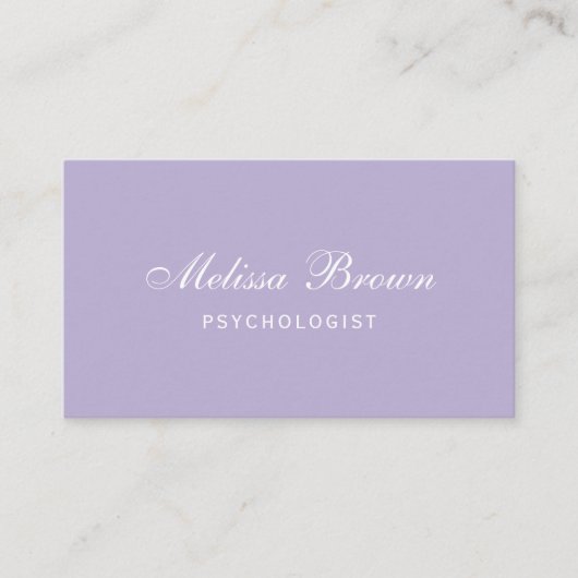 Carte De Visite Lavender Simple Purple Blanc Script Couleur modern (Devant)