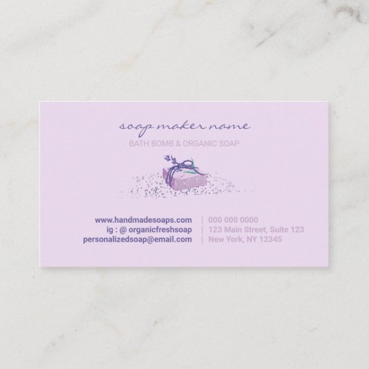 Carte De Visite Lavender Soap Maker cadeau (Dos)