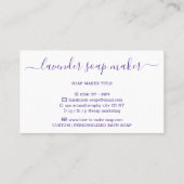 Carte De Visite Lavender Soap Soy Natural Spa Cosmetic (Dos)