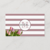 Carte De Visite Lavender Stripe and Tulips Monogramme (Devant)
