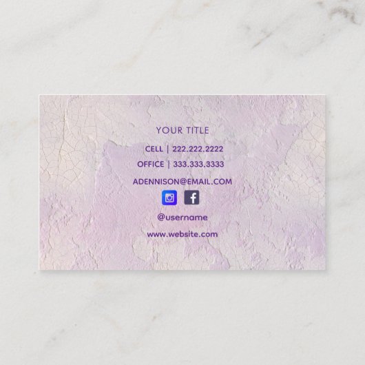 Carte De Visite Lavender Stucco Abstrait (Dos)