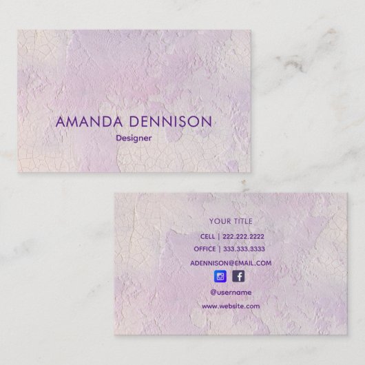 Carte De Visite Lavender Stucco Abstrait (Devant / Derrière)