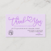 Carte De Visite Lavender violet coeur photo logo commander merci (Devant)