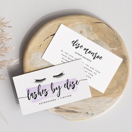Carte De Visite Lavender Watercolor Lash Services