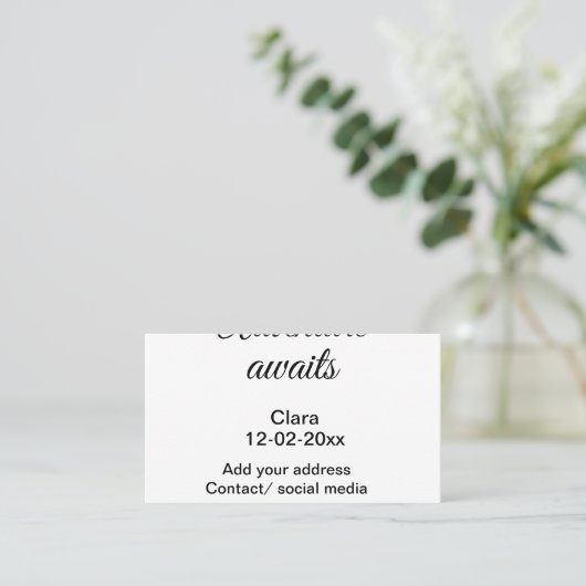 Carte De Visite L'aventure commence ajouter nom date année lieu (Debout devant)