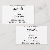 Carte De Visite L'aventure commence ajouter nom date année lieu (Devant / Derrière)