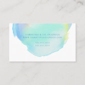 Carte De Visite Laver Aquarelle moderne en bleu et vert (Dos)