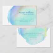 Carte De Visite Laver Aquarelle moderne en bleu et vert (Devant / Derrière)