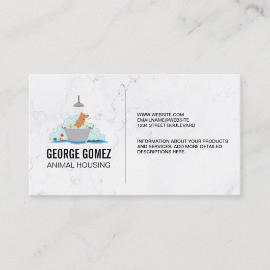 Carte De Visite Laver le chien | Assis pour animaux | Marbre (Devant)