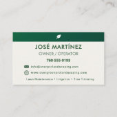 Carte De Visite Lawn and Garden Professional (Dos)