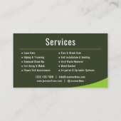 Carte De Visite Lawn Care Landscaping Mowing Service (Dos)