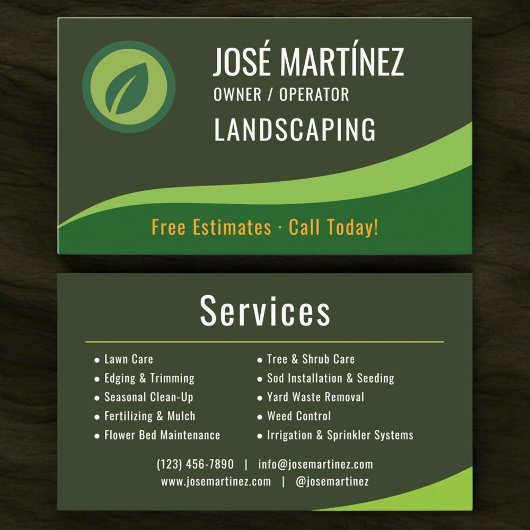 Carte De Visite Lawn Care Landscaping Mowing Service
