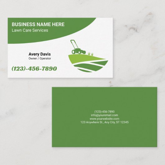 Carte De Visite Lawn Care Landscaping Service Logo Grass Cutting (Devant / Derrière)