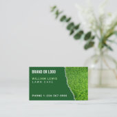 Carte De Visite Lawn Care Repair Landscaping Mowing QR Code (Debout devant)