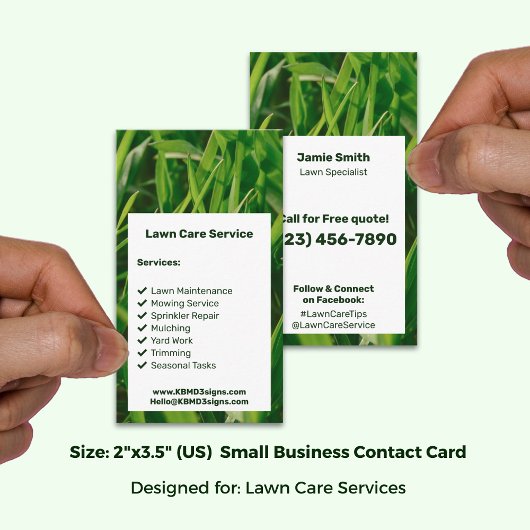 Carte De Visite Lawn Care Service Green White Call Today