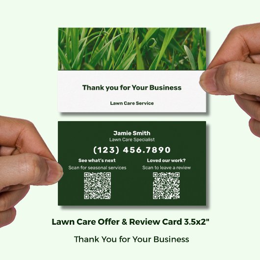 Carte De Visite Lawn Care Service  Thank You & Review Combo