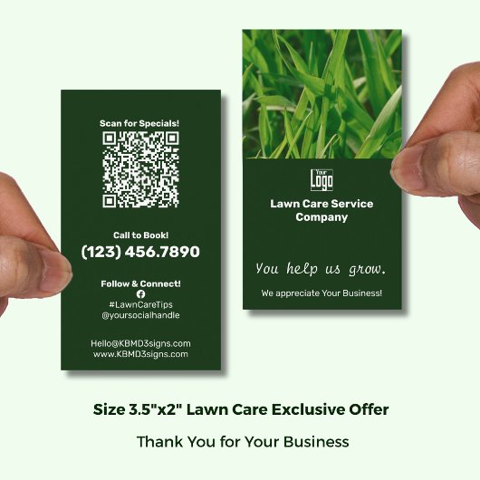 Carte De Visite Lawn Care You Help Us Grow Appreciation