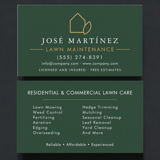 Carte De Visite Lawn Maintenance Professional