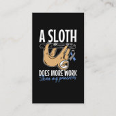Carte De Visite Lazy Sloth Funny Pancreas T1D Diabète (Devant)