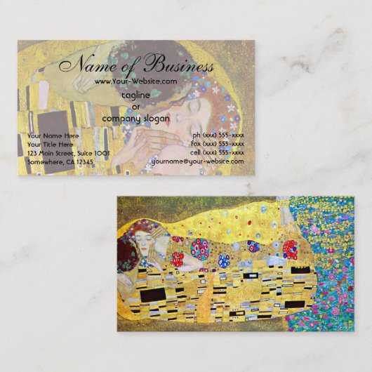 Carte De Visite Le Baiser par Gustav Klimt (Devant / Derrière)
