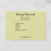 Carte De Visite Le baroque fait sur commande professionnel de (Dos)