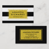 Carte De Visite Le blanc de noir de parties scintillantes d'or (Devant / Derrière)