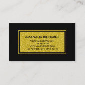 Carte De Visite Le blanc de noir de parties scintillantes d'or (Dos)
