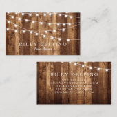 Carte De Visite Le bois rustique et les quirlandes électriques ont (Devant / Derrière)