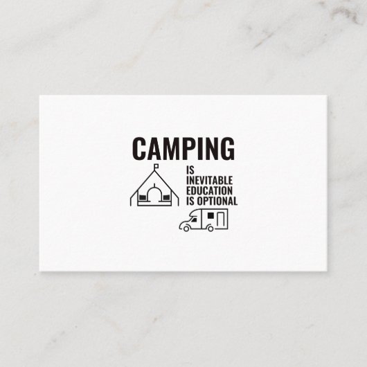 CARTE DE VISITE LE CAMPING EST INÉVITABLE L'ÉDUCATION EST FACULTAT (Devant)