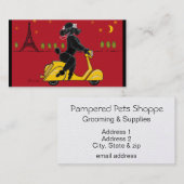 Carte De Visite Le caniche noir sur le scooter Vespa (Devant / Derrière)