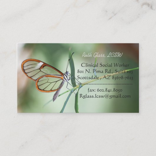 Carte De Visite Le Charmant Papillon à aile claire (Devant)