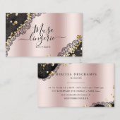 Carte De Visite Le charme rougissent lingerie rose de dentelle de (Devant / Derrière)