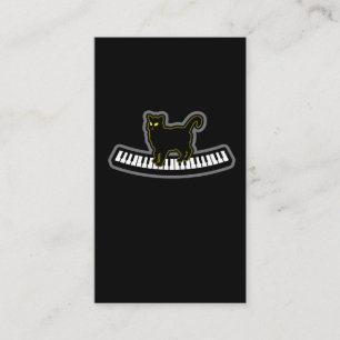 Carte De Visite Le chat noir sur le piano musical verrouille le