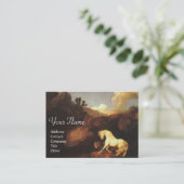 Carte De Visite Le Cheval Blanc Effrayé Par Un Monogramme De Lion (Debout devant)