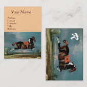 Carte De Visite Le Cheval Piebald "Cehero' Rearing Monogramme, ros (Devant / Derrière)