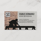 Carte De Visite Le commerçant travaille sur le toit | Mur de briqu (Devant)