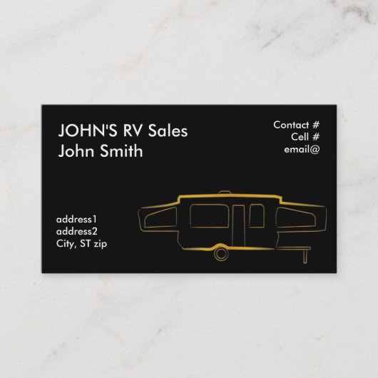 Carte De Visite Le contour d'or sautent la remorque de tente (Devant)