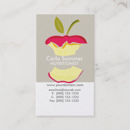 Carte De Visite Le diététicien NutriTionist de la pomme perd la sa (Devant)
