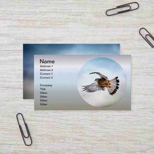 Carte De Visite Le faucon s'envole dans le ciel (Devant/Arrière en situation)