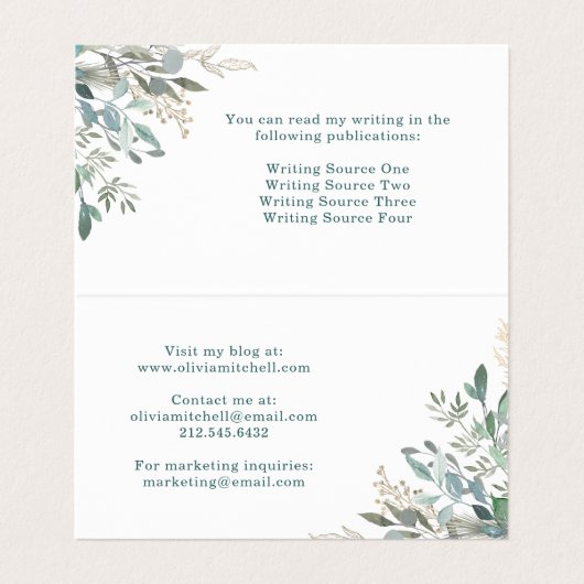 Carte De Visite Le feuillage des bois (Intérieur déplié)