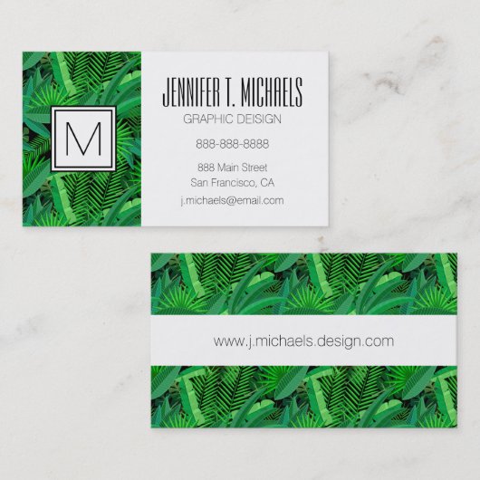 Carte De Visite Le feuille de palmiers tropicaux | ajoute votre (Devant / Derrière)