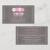 Carte De Visite Le gâteau blanc rose élégant saute le gris de (Devant / Derrière)