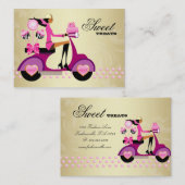 Carte De Visite Le gâteau d'or de rose de fille de scooter de (Devant / Derrière)